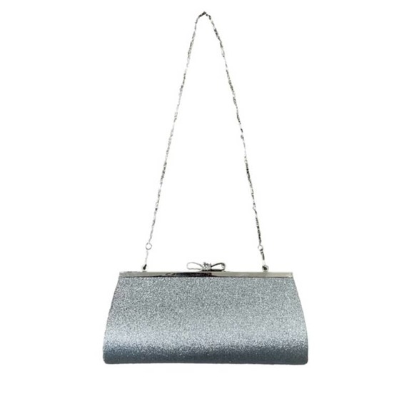 No brand Bags Silver Glitter Sparkle Diamond Bow Snap Clutch Poshmark